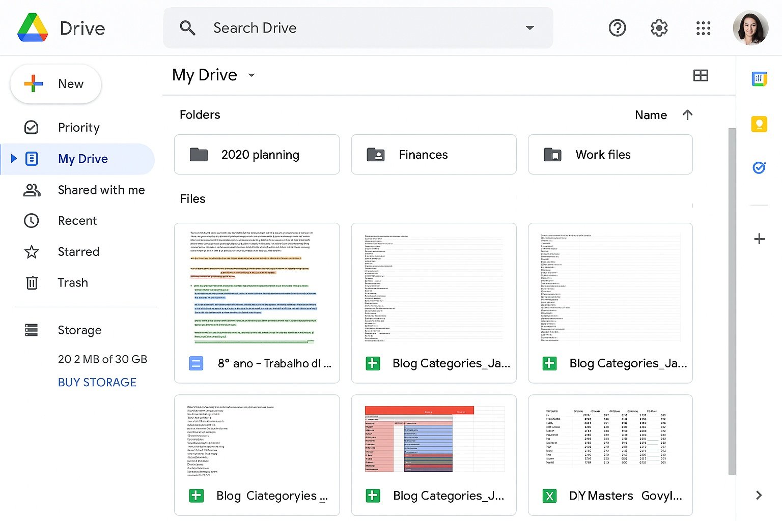 Google Drive file list